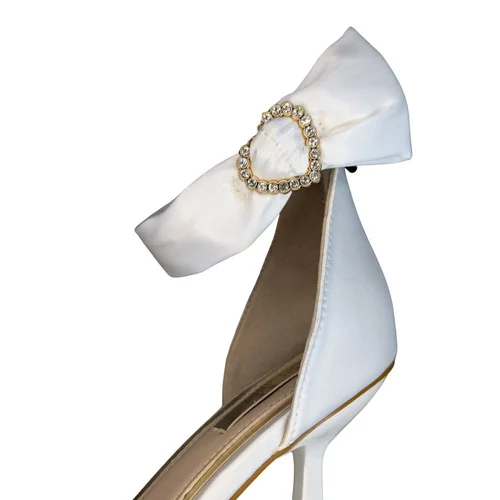 Be Mine Alanna – Ślubne Sandały na Szpilce Ivory Biżuteryjne Serce 38 - zdjęcie 3