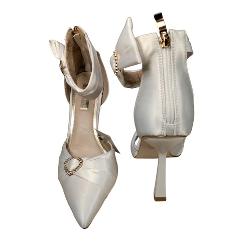 Be Mine Alanna – Ślubne Sandały na Szpilce Ivory Biżuteryjne Serce 38 - zdjęcie 6