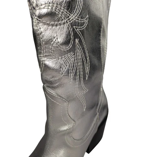 Bershka Metallic Silver Cowboy Boots – Srebrne Kowbojki Damskie 39 - zdjęcie 8