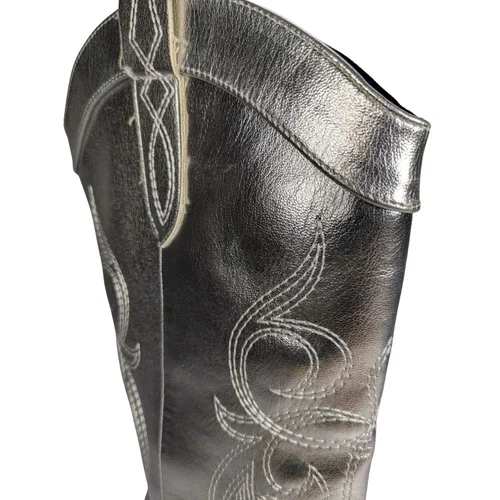 Bershka Metallic Silver Cowboy Boots – Srebrne Kowbojki Damskie 39 - zdjęcie 3