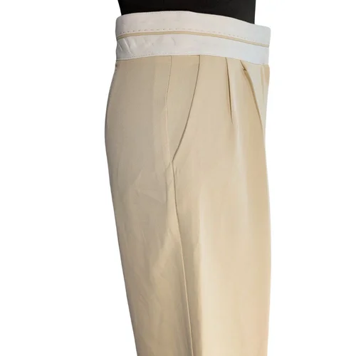 Beżowe Spodnie Szerokie HELLIE M (38) Kontrastowy Pas - zdjęcie 5