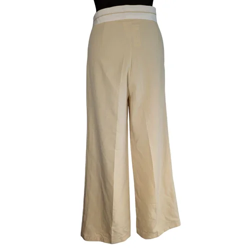 Beżowe Spodnie Szerokie HELLIE M (38) Kontrastowy Pas - zdjęcie 7