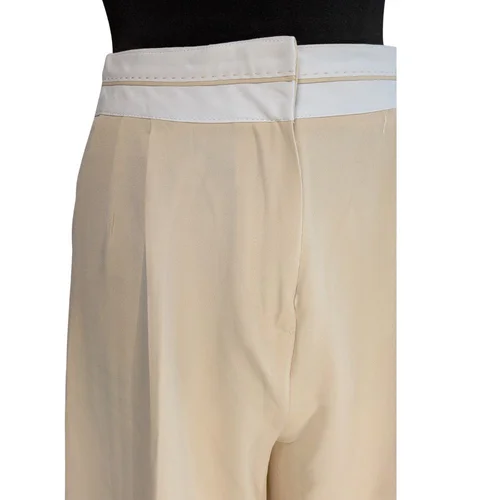 Beżowe Spodnie Szerokie HELLIE M (38) Kontrastowy Pas - zdjęcie 8