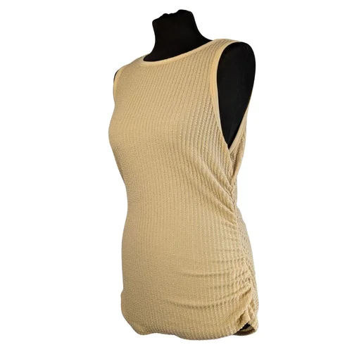 Prążkowana Beżowa Bluzka Bez Rękawów Emery Rose L - zdjęcie 2