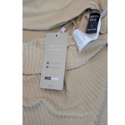 Prążkowana Beżowa Bluzka Bez Rękawów Emery Rose L - zdjęcie 6