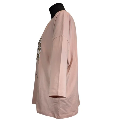 Pudrowa Bluzka Oversize Złoty Print Wild Soul The Wess - zdjęcie 2