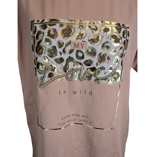 Pudrowa Bluzka Oversize Złoty Print Wild Soul The Wess - zdjęcie 3