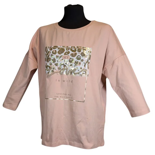 Pudrowa Bluzka Oversize Złoty Print Wild Soul The Wess - zdjęcie 5