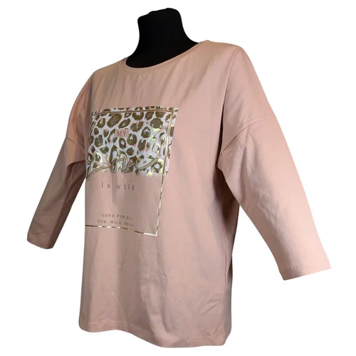 Pudrowa Bluzka Oversize Złoty Print Wild Soul The Wess - zdjęcie 6