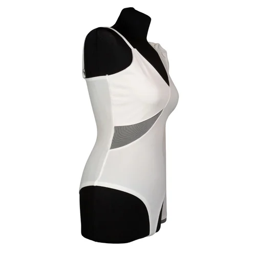 Białe Asymetryczne Body z Bufką i Siateczką Alaçatı Stili R. 36 - zdjęcie 2