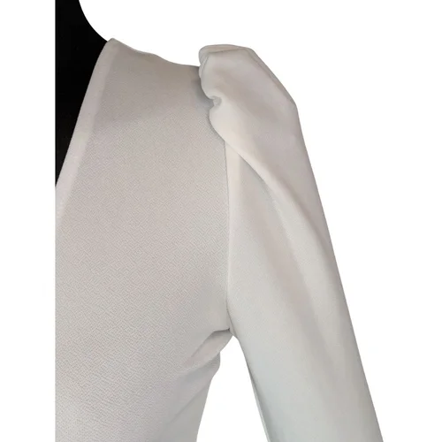 Białe Asymetryczne Body z Bufką i Siateczką Alaçatı Stili R. 36 - zdjęcie 8