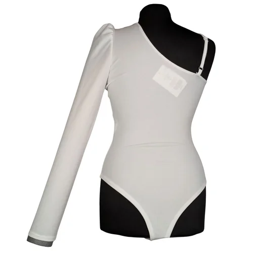 Białe Asymetryczne Body z Bufką i Siateczką Alaçatı Stili R. 36 - zdjęcie 9