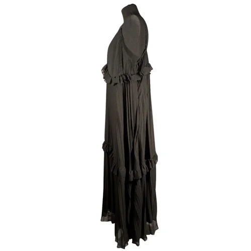 Boohoo – Czarna Plisowana Sukienka Midi z Falbanami – 54 - zdjęcie 2