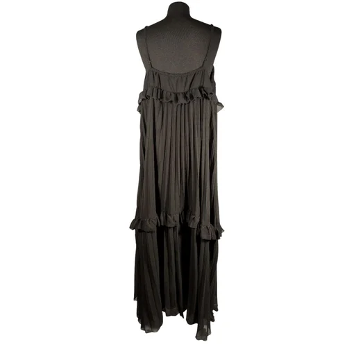 Boohoo – Czarna Plisowana Sukienka Midi z Falbanami – 54 - zdjęcie 7