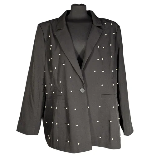 Czarny Żakiet z Perłami Boohoo Plus Size 54 (4XL) - zdjęcie 2