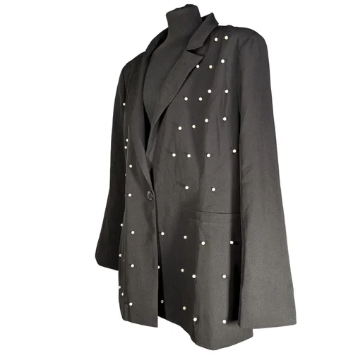 Czarny Żakiet z Perłami Boohoo Plus Size 54 (4XL) - zdjęcie 3