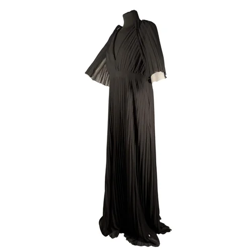 Boohoo Plus – Czarna Plisowana Suknia Maxi Angel Sleeve 44 - zdjęcie 6