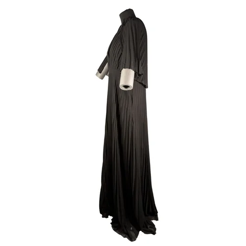 Boohoo Plus – Czarna Plisowana Suknia Maxi Angel Sleeve 44 - zdjęcie 7