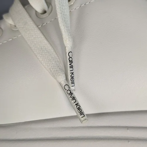 Białe sneakersy damskie CALVIN KLEIN Elevated Cupsole z szarym detalem Rozmiar 39 - zdjęcie 10