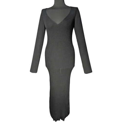 Czarna Sukienka Dzianinowa Midi PrettyLittleThing S - zdjęcie 4