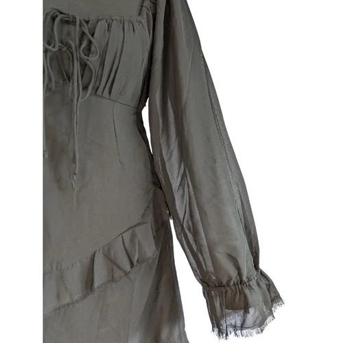 Czarna sukienka mini TOPSHOP Wiązanie na plecach Falbanki Rozmiar 34 - zdjęcie 6