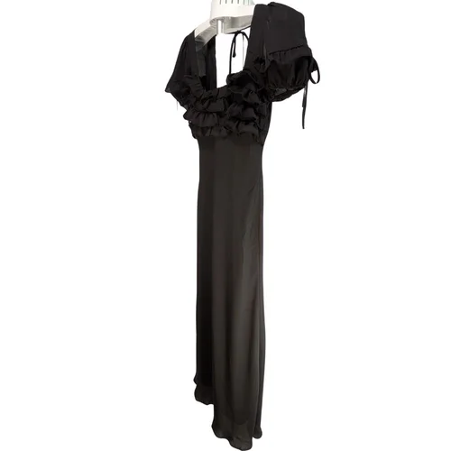 Czarna sukienka maxi ASOS DESIGN z falbankami Rozmiar 34 - zdjęcie 3