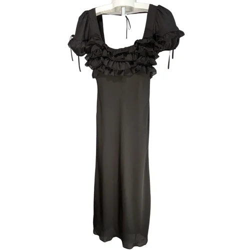 Czarna sukienka maxi ASOS DESIGN z falbankami Rozmiar 34 - zdjęcie 2