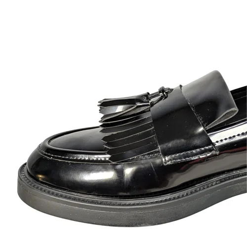 Czarne Lakierowane Mokasyny Loafersy SCHUH Frędzle 41 - zdjęcie 3