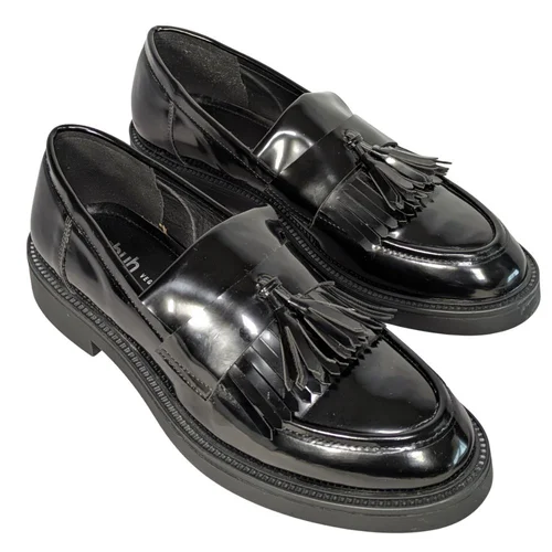 Czarne Lakierowane Mokasyny Loafersy SCHUH Frędzle 41 - zdjęcie 4