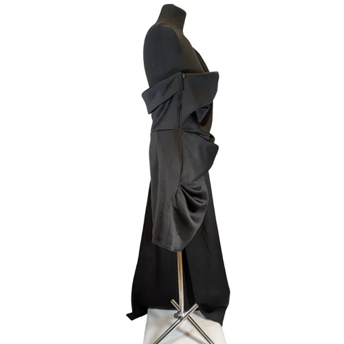 Czarna Sukienka Asymetryczna Mini Z Trenem ASOS DESIGN Rozmiar 46 - zdjęcie 5