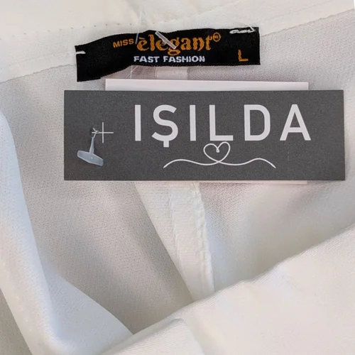 Śmietankowe Spodnie Damskie Szerokie Nogawki IŞILDA L - zdjęcie 3