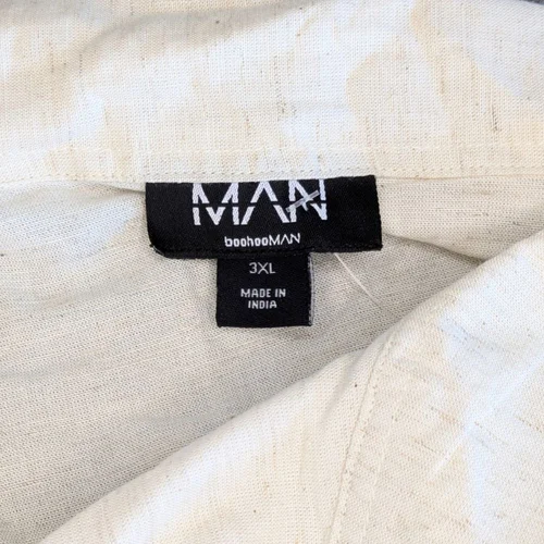 Jasnobeżowa Koszula Męska BOOHOOMAN Oversize Plisowana 3XL - zdjęcie 2