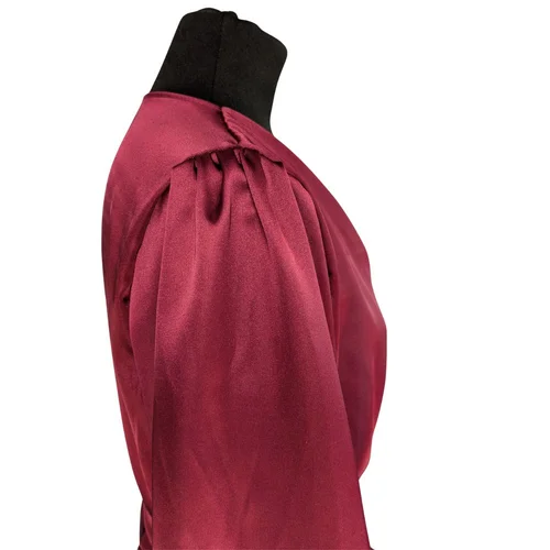 Bordowa Sukienka Kopertowa PAKUTEN L/XL (16) Marszczenia - zdjęcie 6