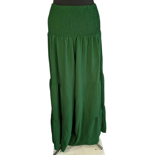 Zielone Szerokie Spodnie SHEIN Boho Falbany L (40/42) - zdjęcie 4