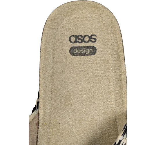 Czarno-Białe Plecione Klapki ASOS DESIGN Platforma 39 - zdjęcie 5