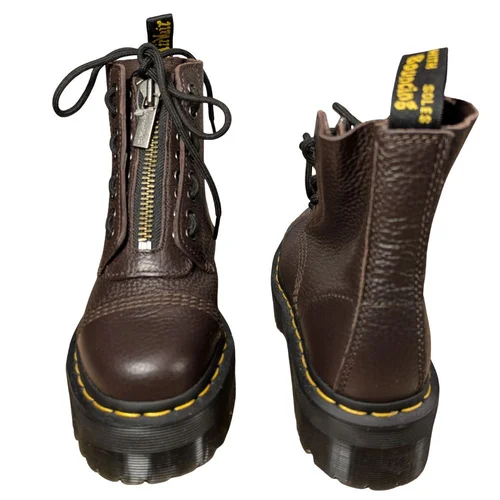 Dr. Martens Sinclair – Brązowe Skórzane Botki na Platformie Quad – 36 - zdjęcie 2
