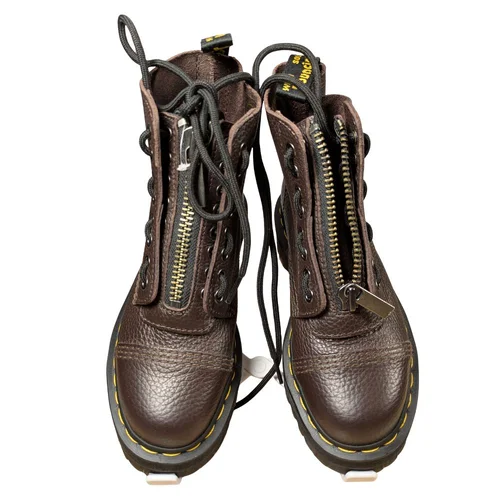 Dr. Martens Sinclair – Brązowe Skórzane Botki na Platformie Quad – 36 - zdjęcie 3