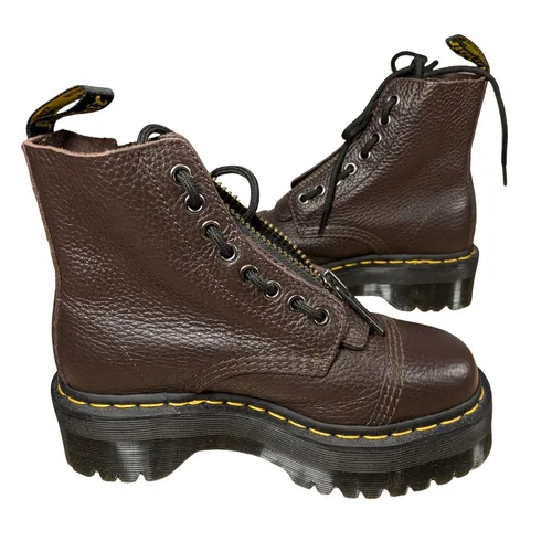 Dr. Martens Sinclair – Brązowe Skórzane Botki na Platformie Quad – 36 - zdjęcie 6