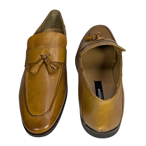Dune London – Męskie Skórzane Loafersy z Frędzlami (Tan) – 45 - zdjęcie 2