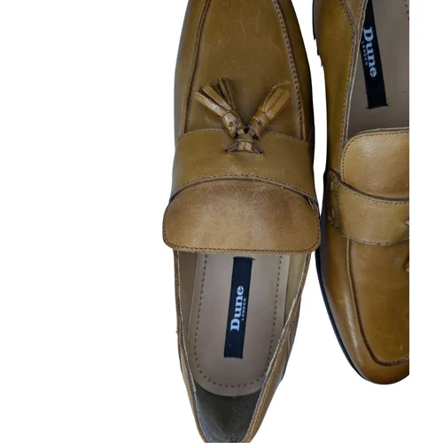 Dune London – Męskie Skórzane Loafersy z Frędzlami (Tan) – 45 - zdjęcie 4