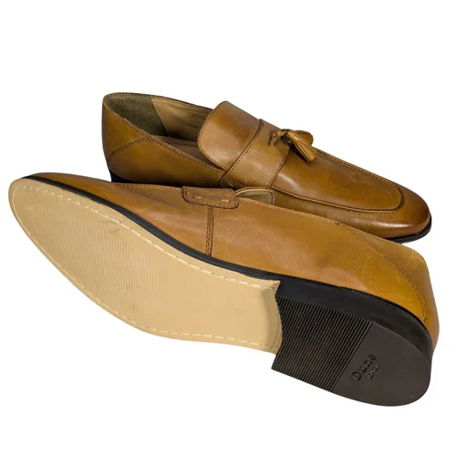 Dune London – Męskie Skórzane Loafersy z Frędzlami (Tan) – 45 - zdjęcie 5