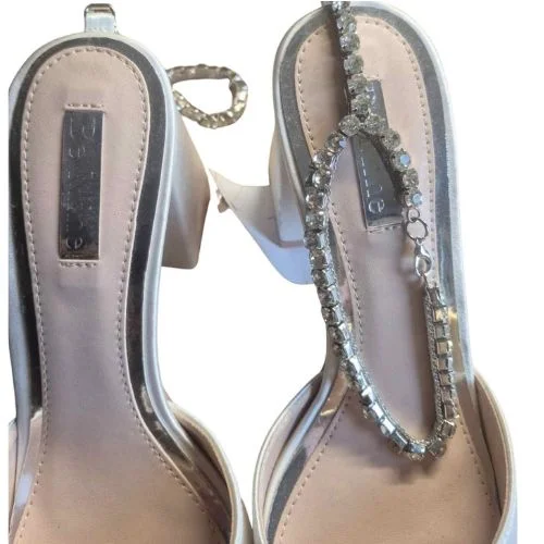 Be Mine – Białe Szpilki Mule z Cyrkoniowym Łańcuszkiem 38 - zdjęcie 5