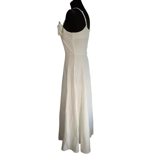 Biała Sukienka Maxi ETIKA FASHION Z Kwiatami 3D Rozmiar M - zdjęcie 3