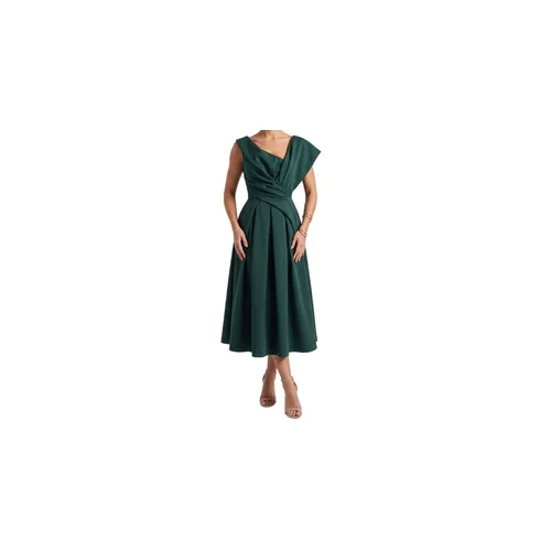 Ciemnozielona Sukienka Rozkloszowana ASOS Design Elegancka Midi Rozmiar 36 - zdjęcie 5