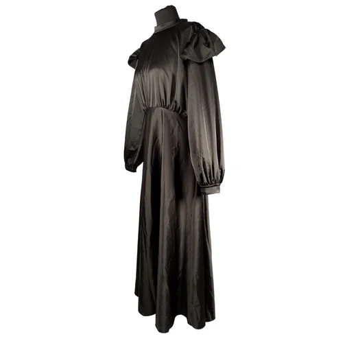 FSM Fashion – Czarna Satynowa Sukienka Maxi 44 - zdjęcie 2