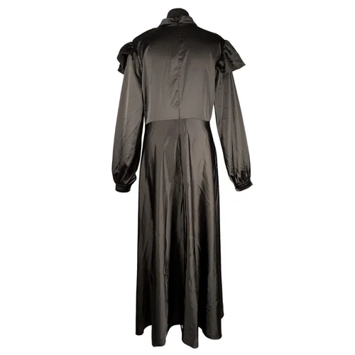 FSM Fashion – Czarna Satynowa Sukienka Maxi 44 - zdjęcie 5