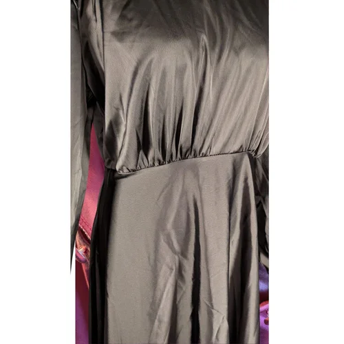 FSM Fashion – Czarna Satynowa Sukienka Maxi 44 - zdjęcie 7