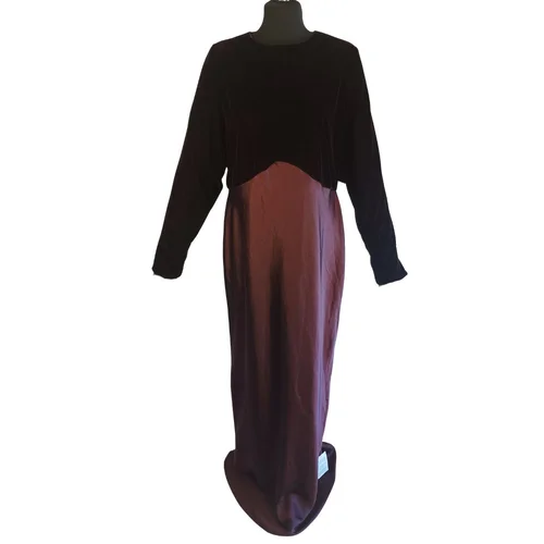 ASOS Design – Bordowa Suknia Maxi Welur & Satyna R. 46 (XXL) - zdjęcie 2
