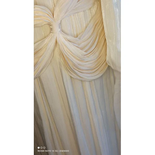 Mihir Istanbul – Szampańska Suknia Maxi z Gniecionej Tkaniny -Rozmiar 44 - zdjęcie 8