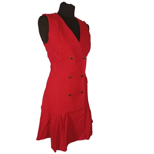 Trendyol – Czerwona Sukienka Żakietowa Gold Buttons R. 36 - zdjęcie 3